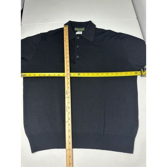 Principe Men’s Merino Wool Polo Sweater Black Size L/ 52 Made in Italy EUC - Picture 9 of 12